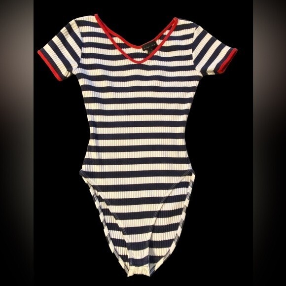 Limited Red, white & blue vintage ribbed bodysuit, 4th of July, patriotic wear M - Picture 4 of 10